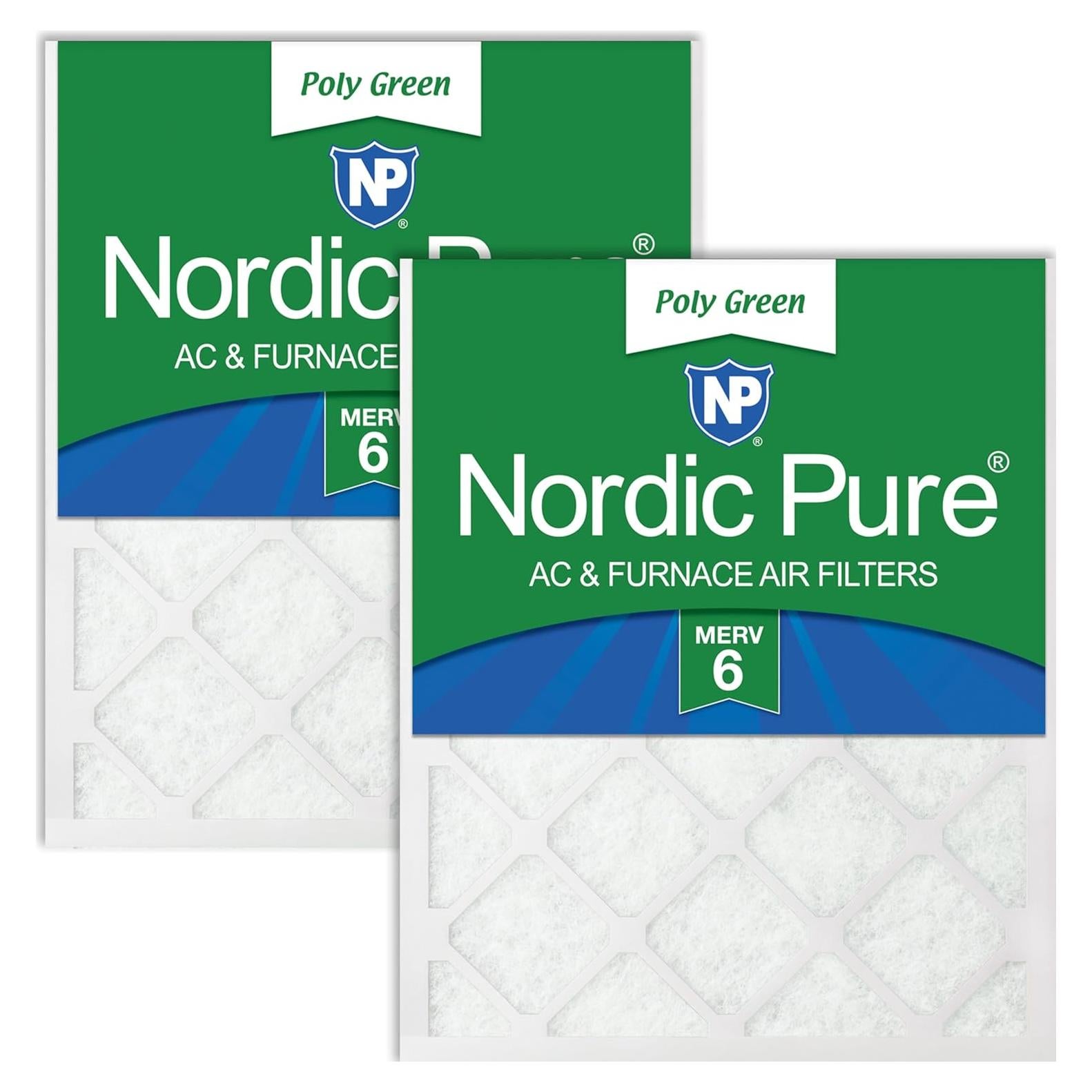 Filtros de Aire Nordic Pure Poly Green MERV 6 - Paquete de 2