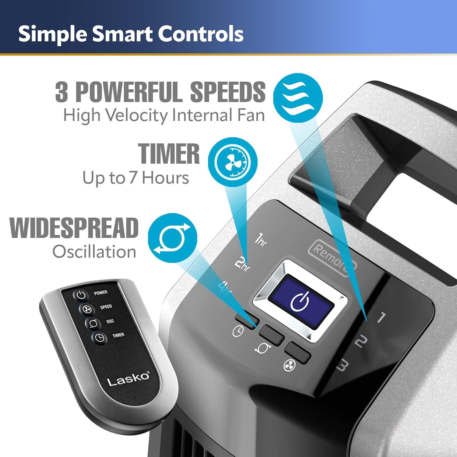 Ventilador de Torre Lasko U35115 Oscilante 3 Velocidades 88.9 cm