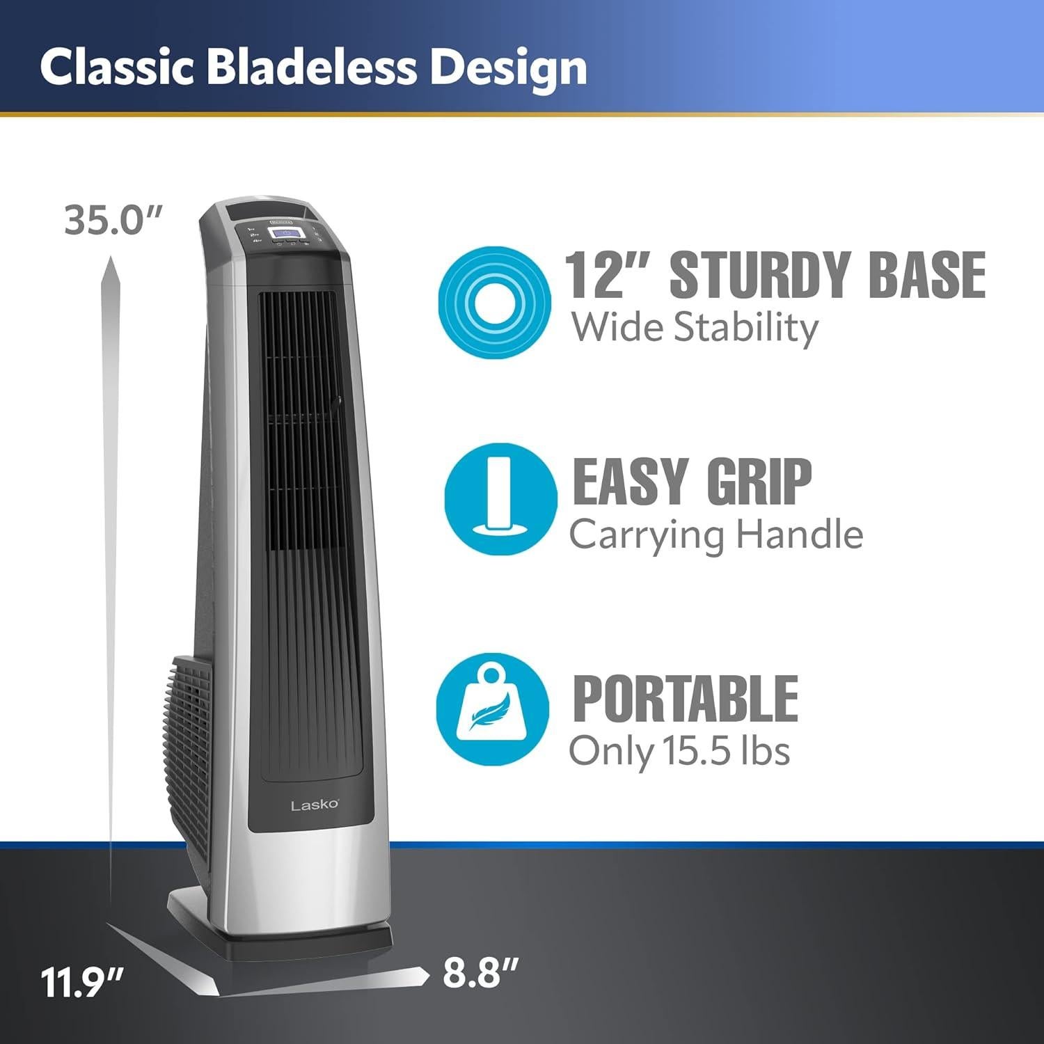 Ventilador de Torre Lasko U35115 Oscilante 3 Velocidades 88.9 cm