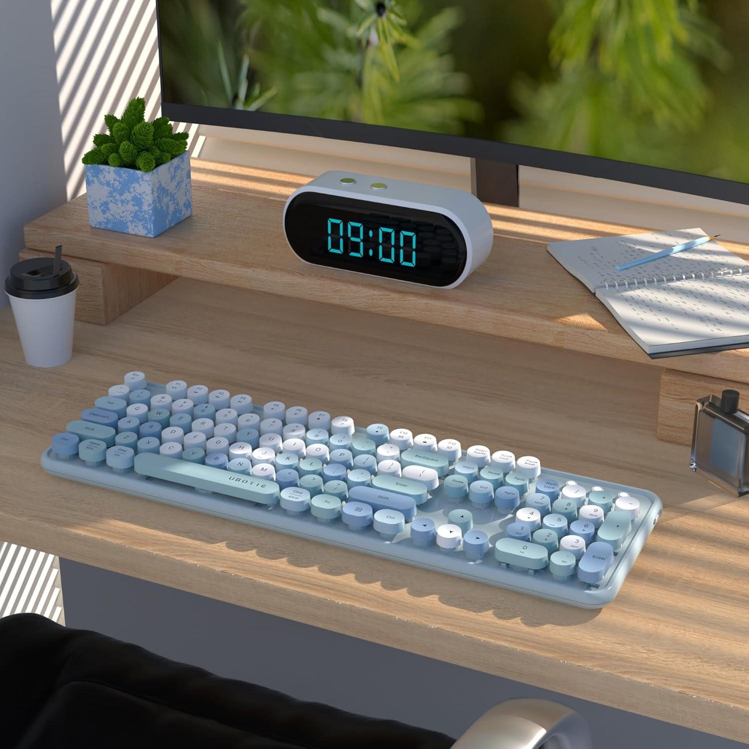 Teclado Inalámbrico UBOTIE Retro Colorido para PC y Móvil