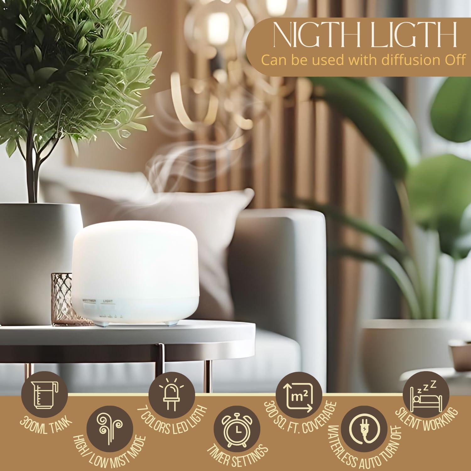 Difusor de Aceite Esencial Mystic Romance 300ml con Luz LED