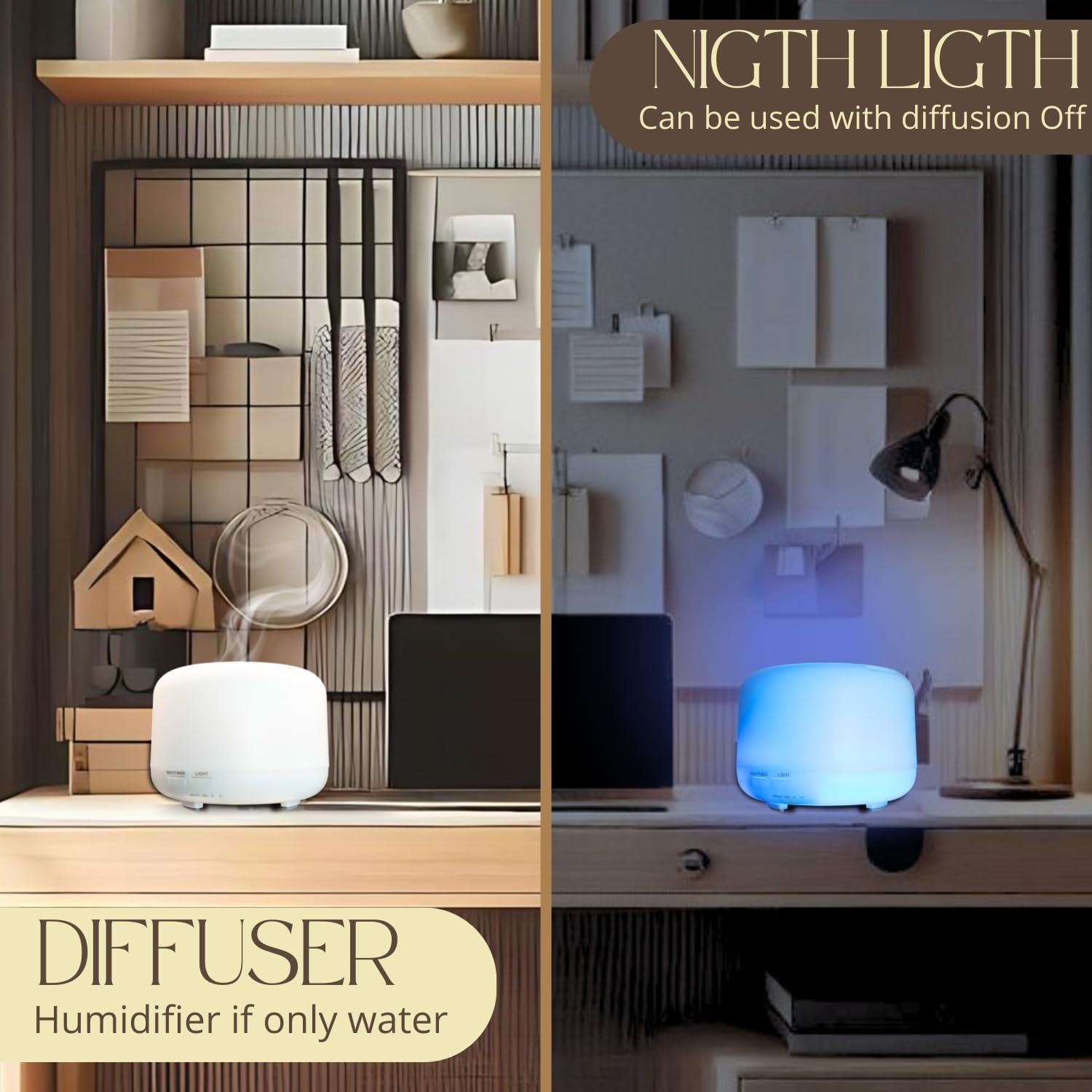 Difusor de Aceite Esencial Mystic Romance 300ml con Luz LED