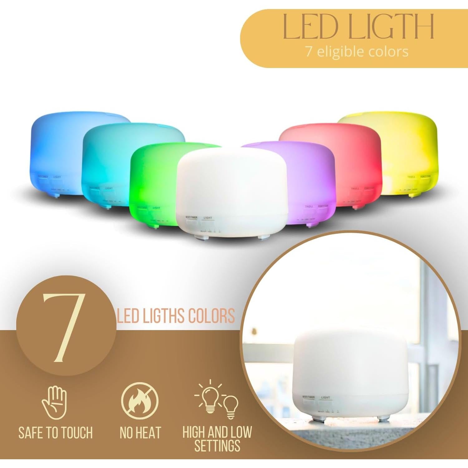 Difusor de Aceite Esencial Mystic Romance 300ml con Luz LED