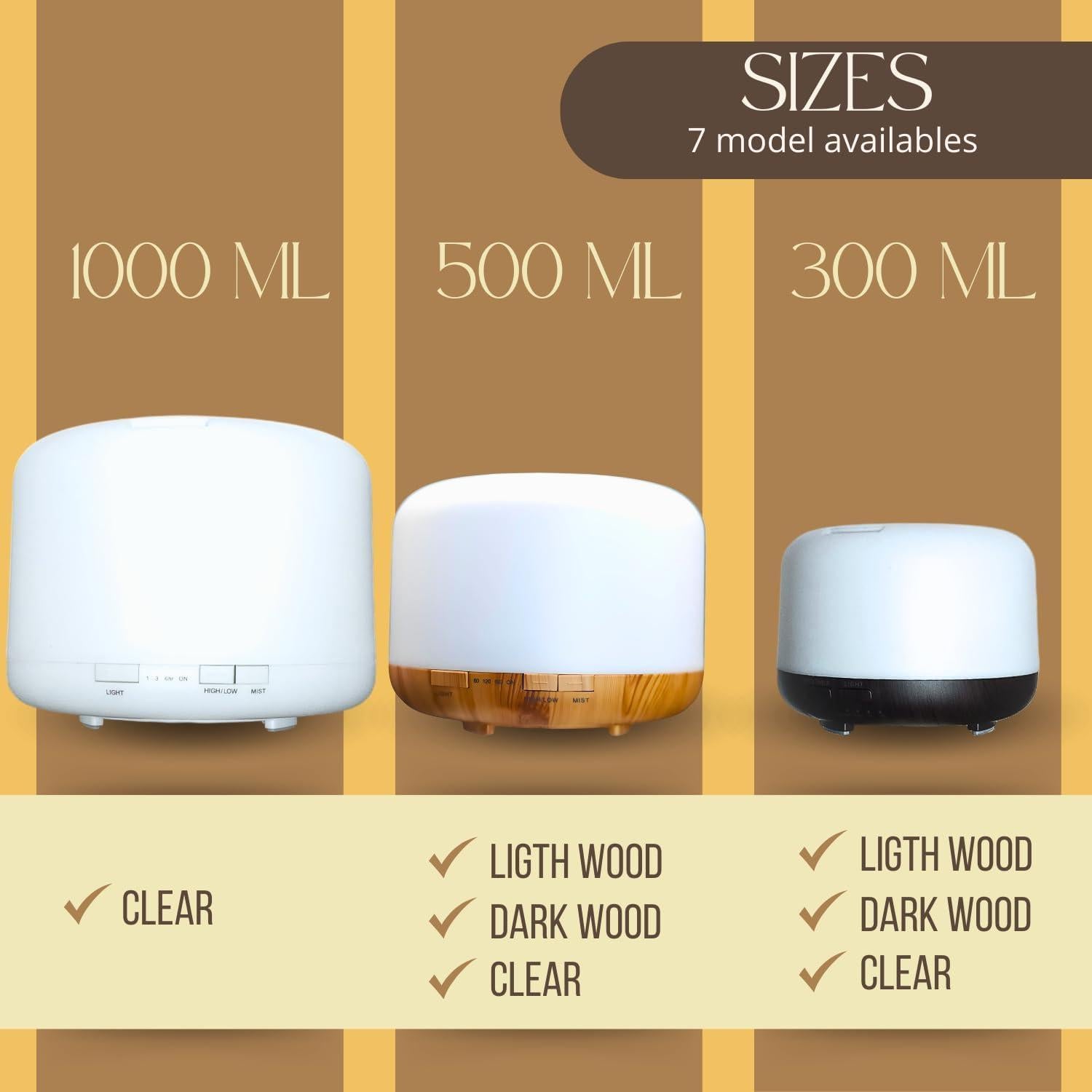 Difusor de Aceite Esencial Mystic Romance 300ml con Luz LED