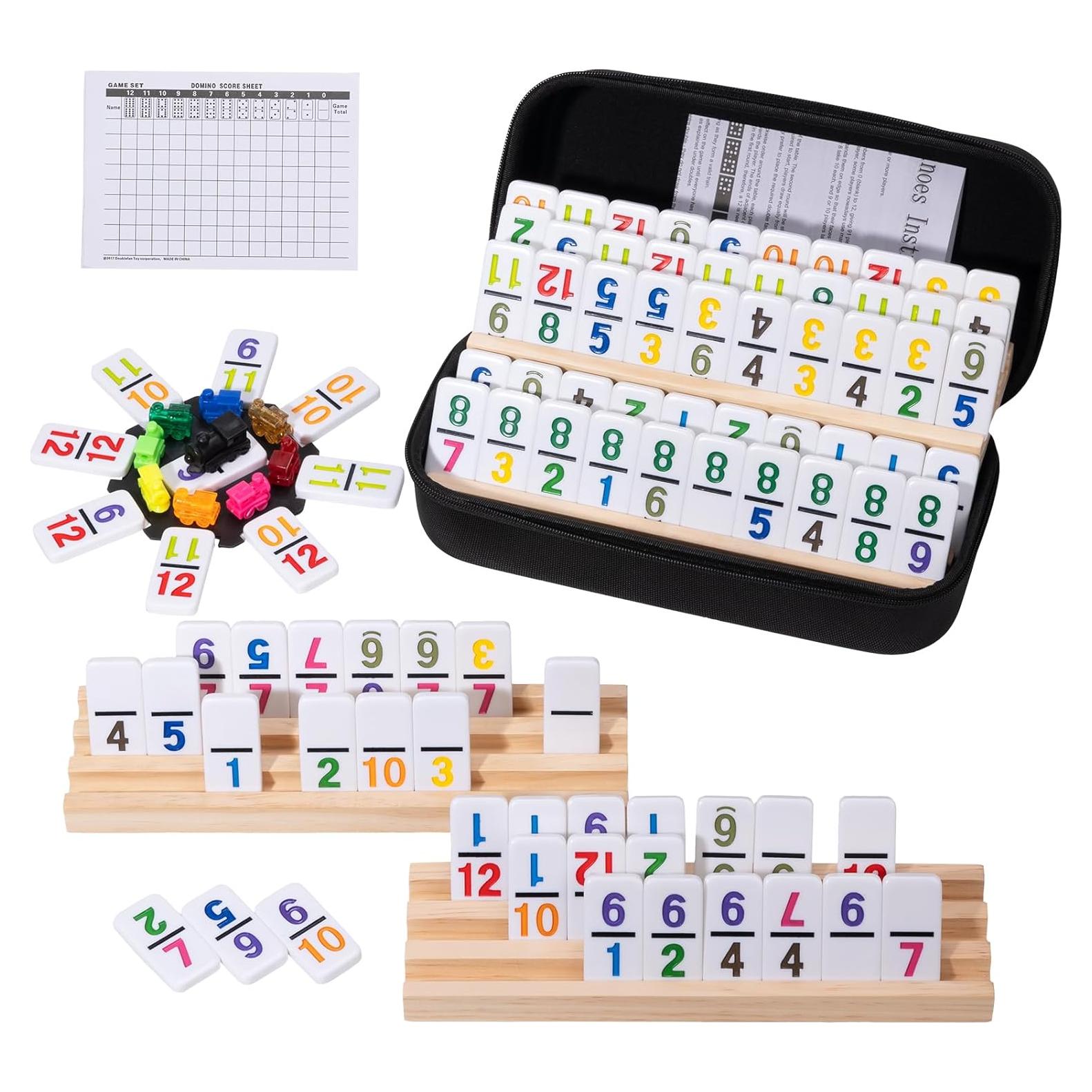 Juego de Dominó Mexicano Fowreny con 4 Soportes de Madera