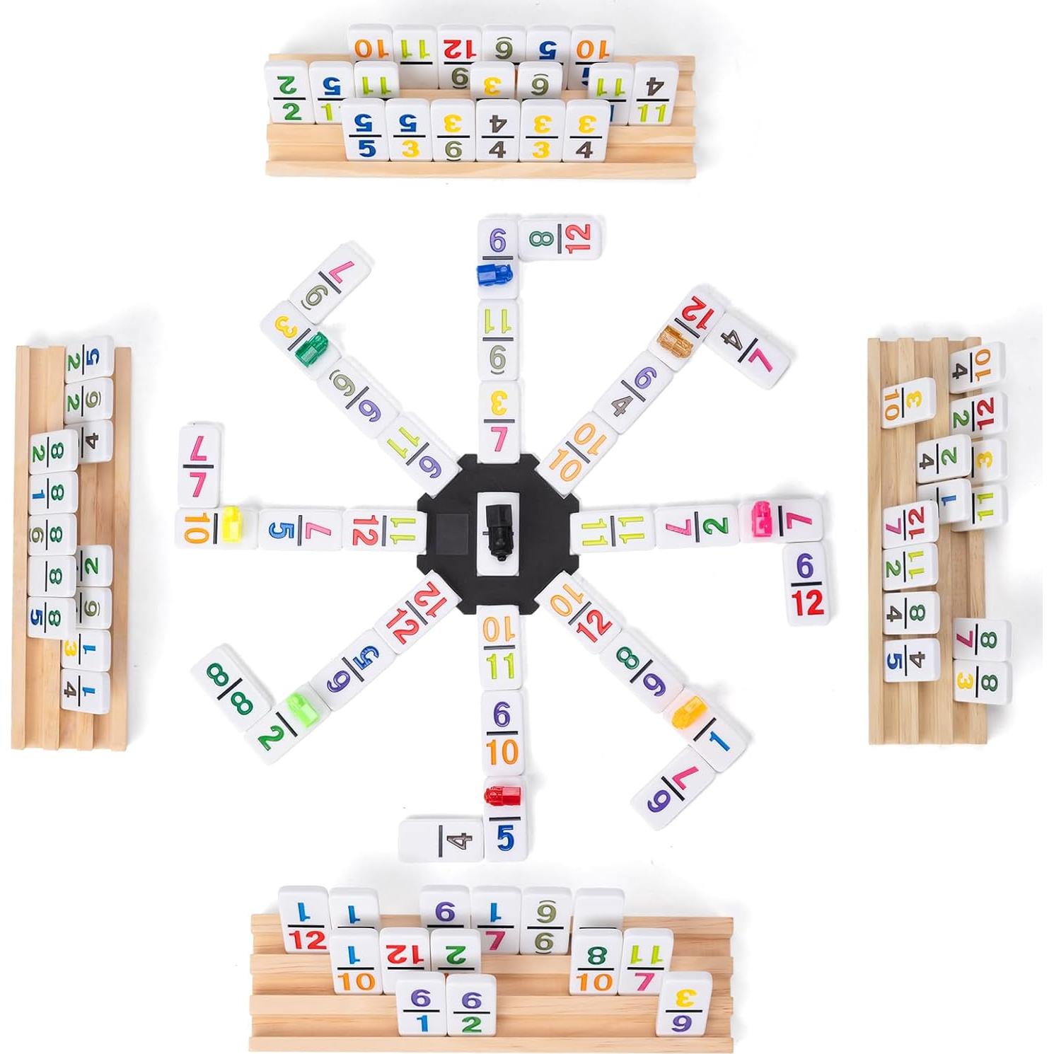 Juego de Dominó Mexicano Fowreny con 4 Soportes de Madera