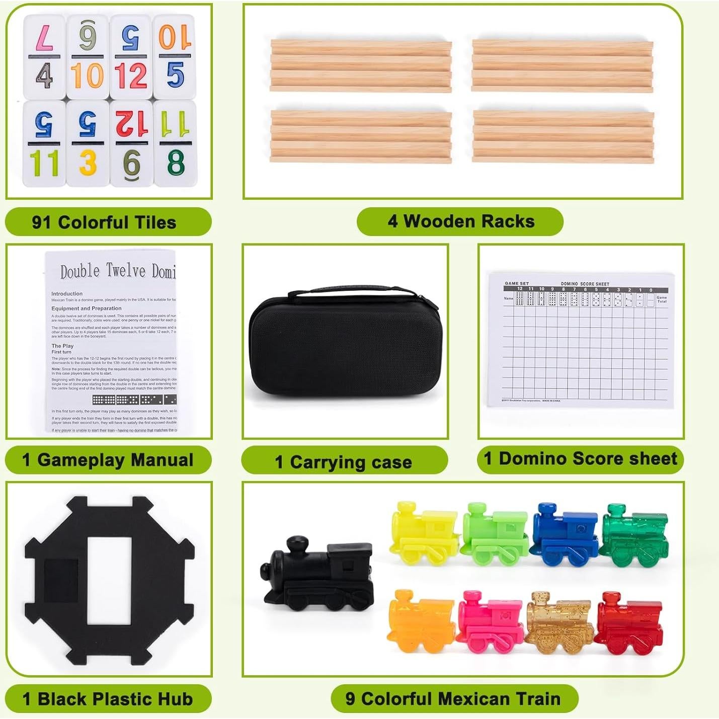 Juego de Dominó Mexicano Fowreny con 4 Soportes de Madera