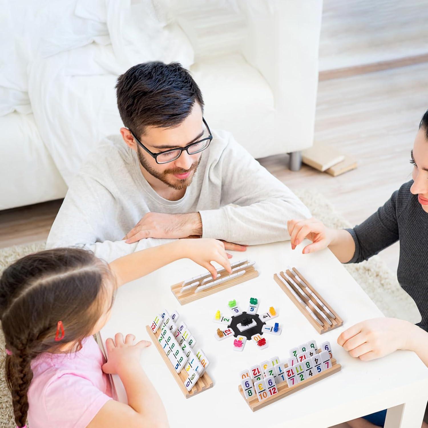 Juego de Dominó Mexicano Fowreny con 4 Soportes de Madera