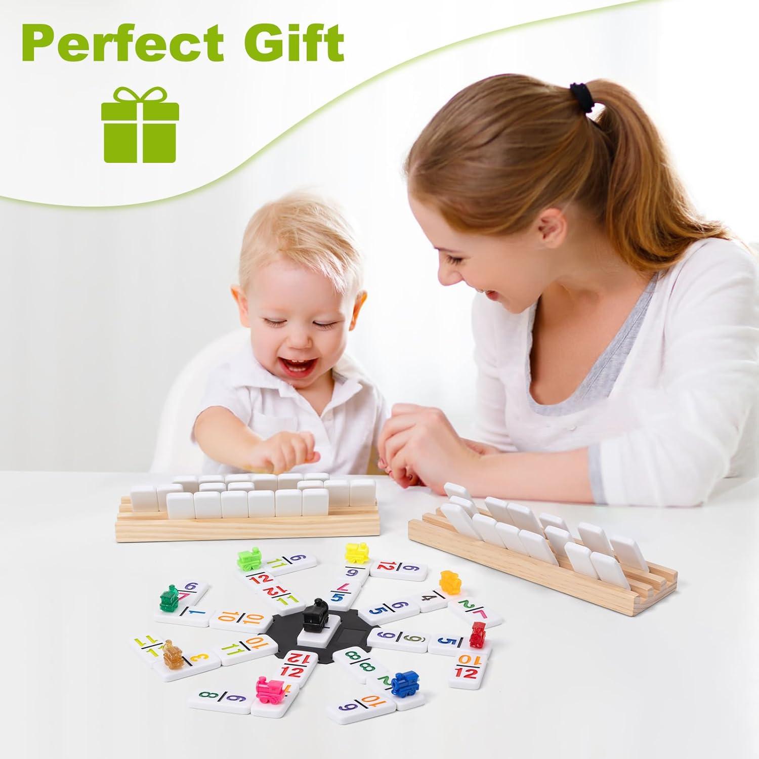 Juego de Dominó Mexicano Fowreny con 4 Soportes de Madera