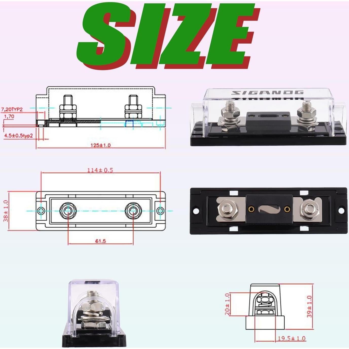 Soporte de Fusible ANL SIGANDG 40A para Cable 0/2/4 Gauge - 2 Piezas