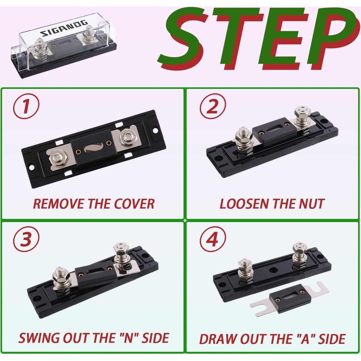 Soporte de Fusible ANL SIGANDG 40A para Cable 0/2/4 Gauge - 2 Piezas