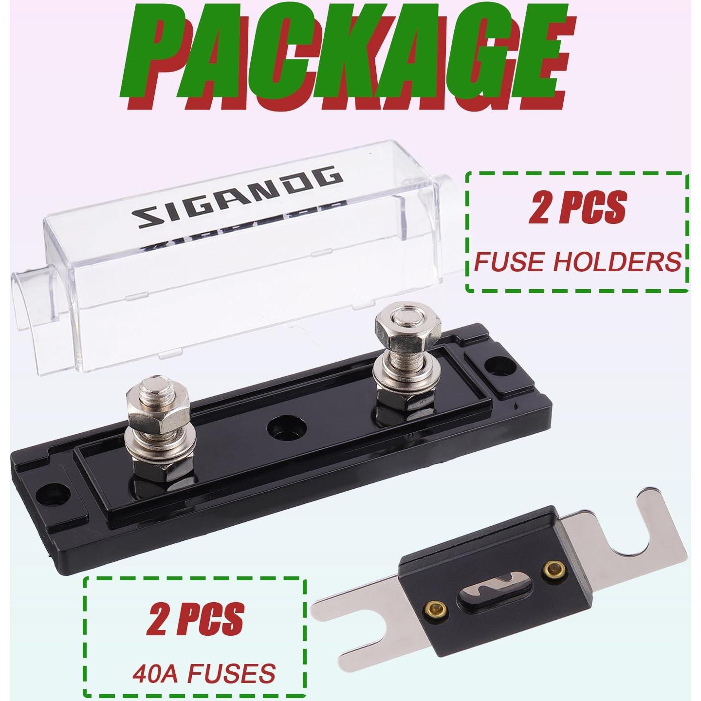 Soporte de Fusible ANL SIGANDG 40A para Cable 0/2/4 Gauge - 2 Piezas