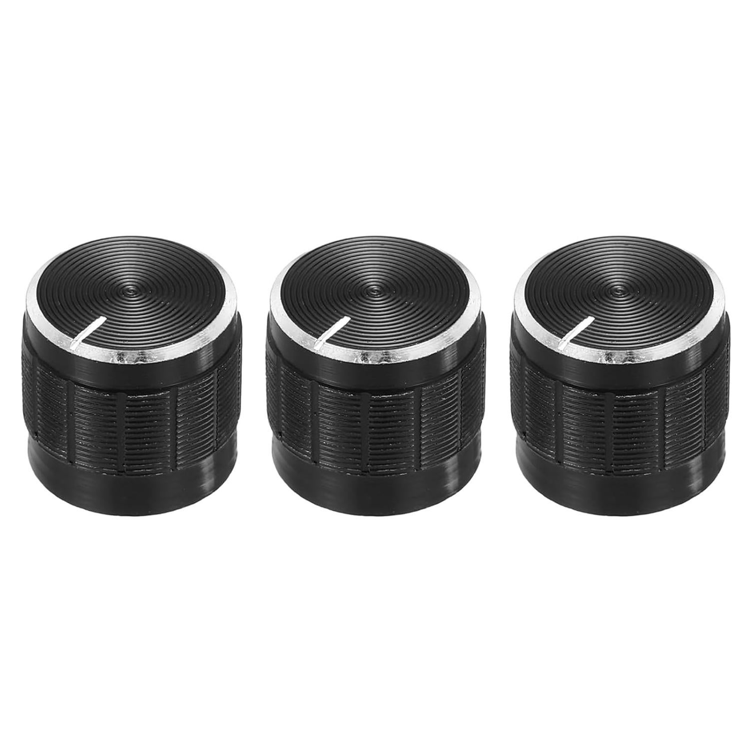 Perilla de Potenciómetro uxcell 15mmx13mm Aluminio Negro 3 Pcs