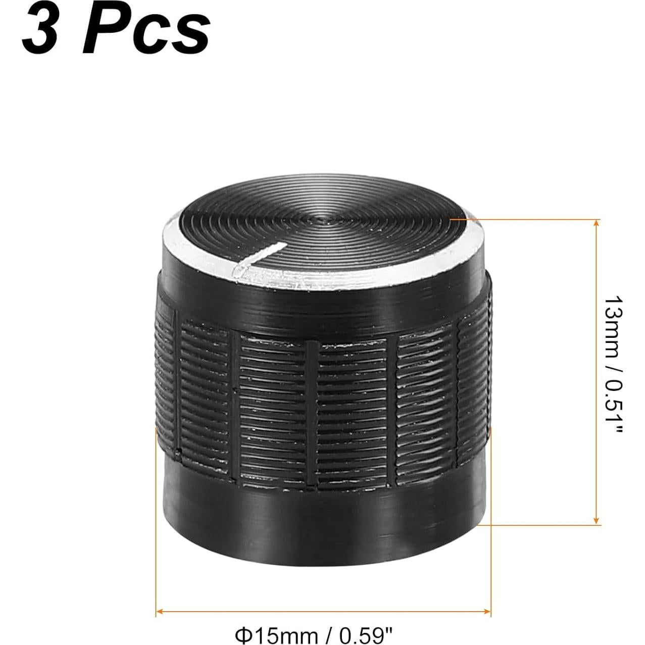 Perilla de Potenciómetro uxcell 15mmx13mm Aluminio Negro 3 Pcs