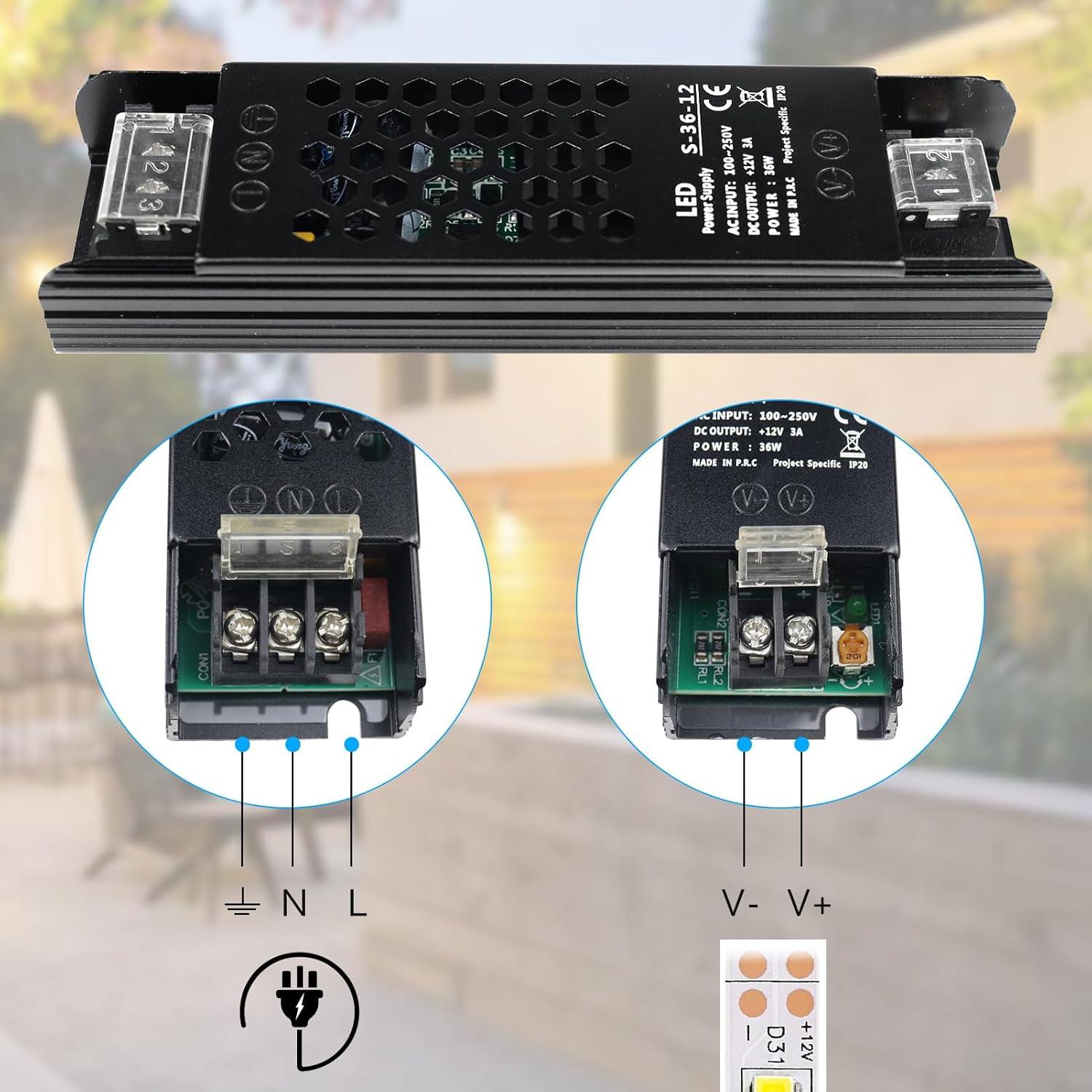 Fuente de Alimentación 12V 3A 36W inShareplus Transformador