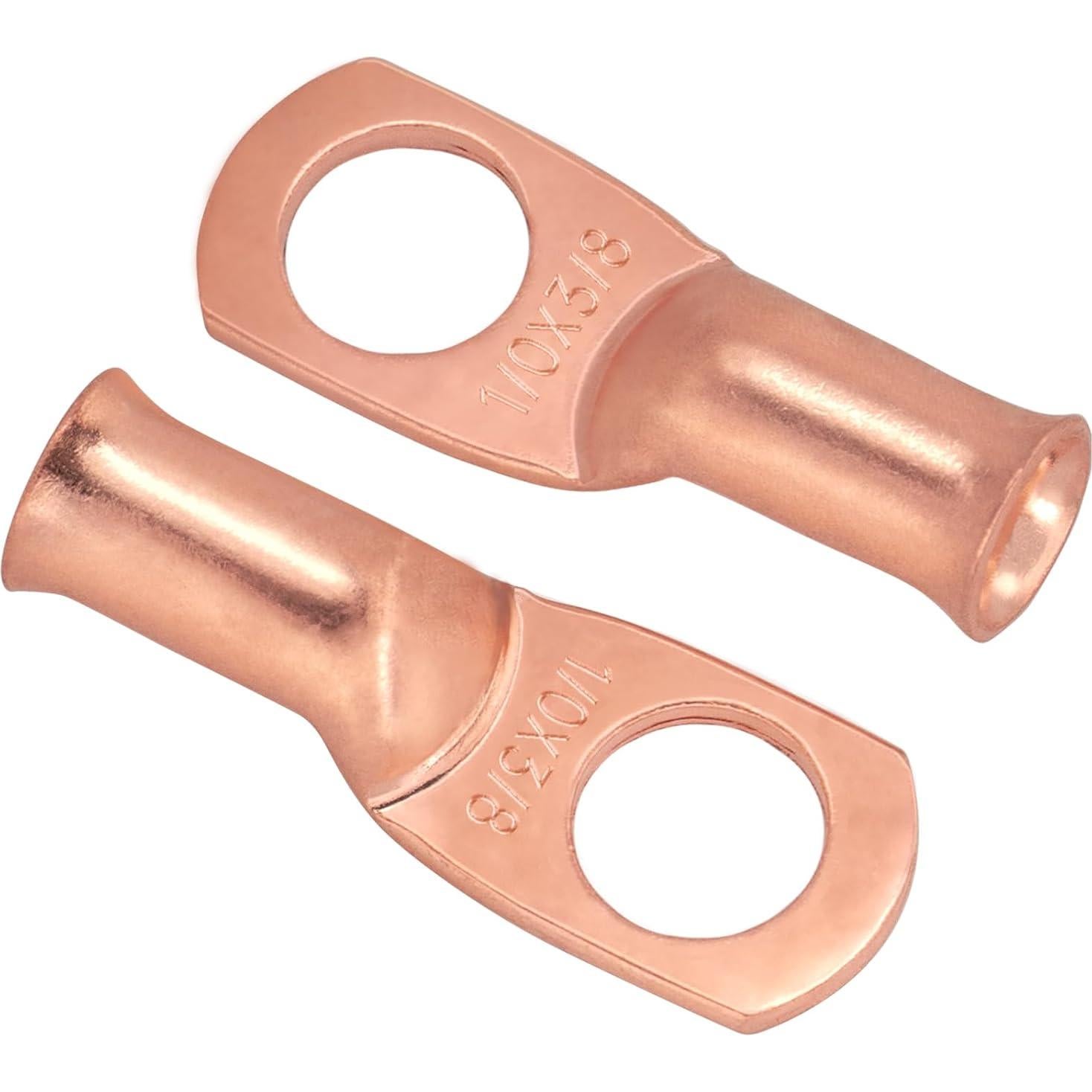 10 Terminales de Batería 1/0 AWG M10 Cobre con Tubo Termocontraíble