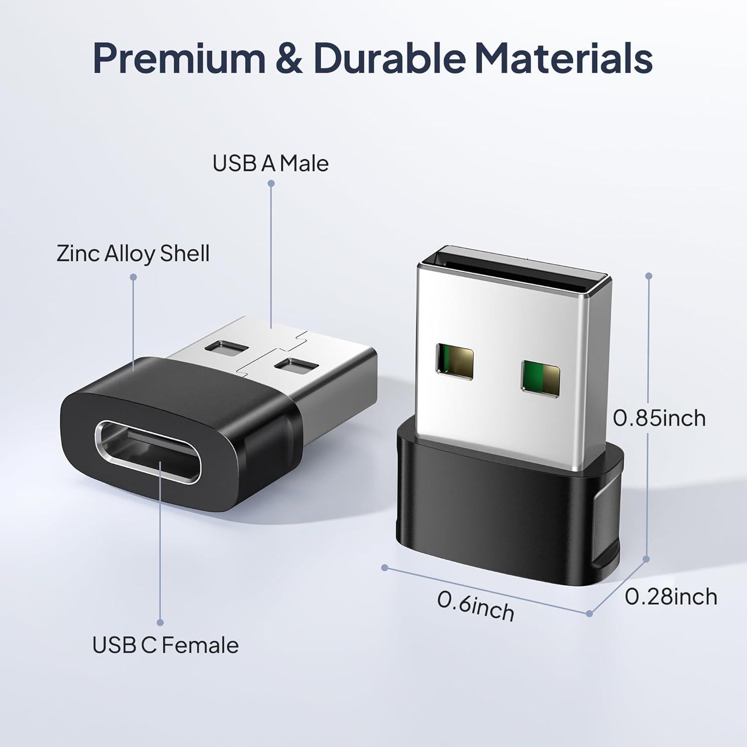 Adaptador USB-C a USB-A Basesailor 3 Pack Negro