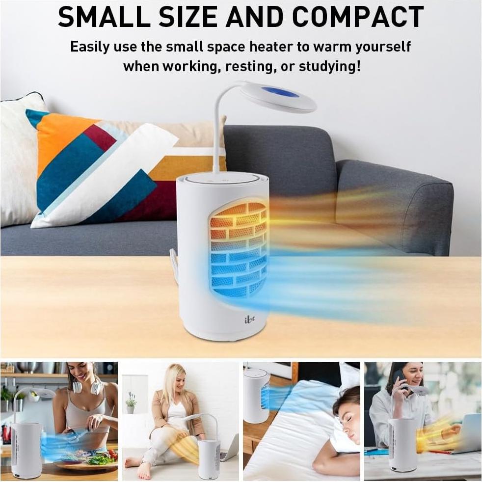 Calentador Eléctrico Cerámico Ibo 500W 4 en 1 con Luz LED