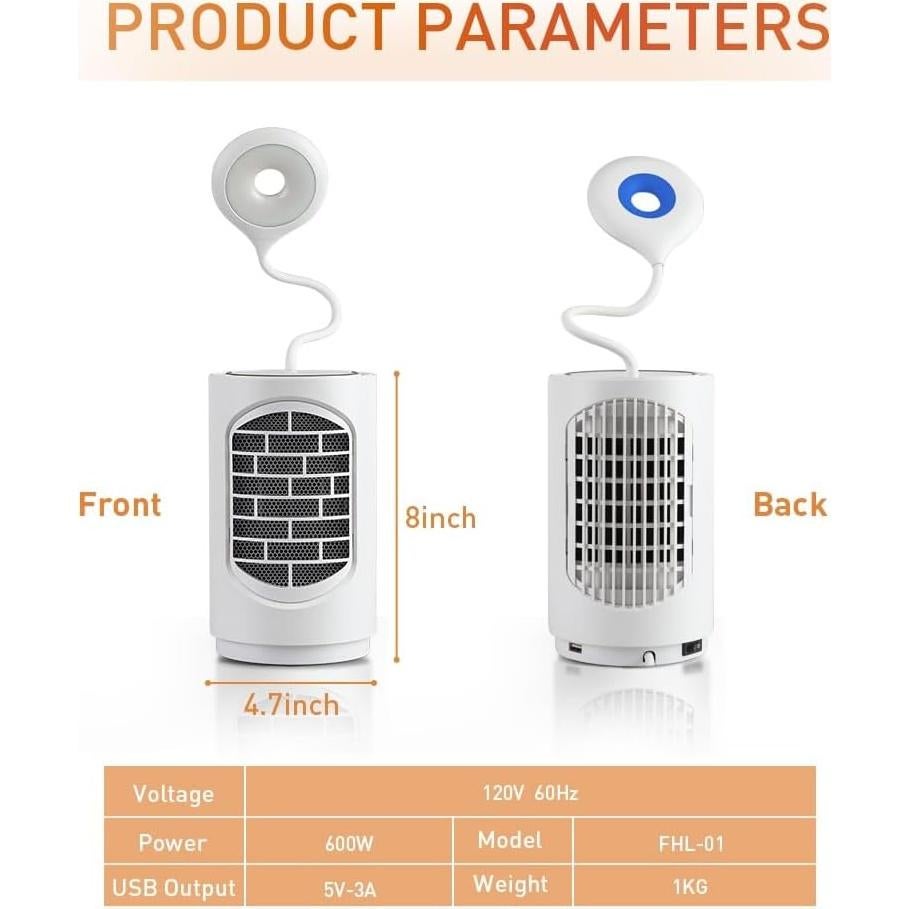 Calentador Eléctrico Cerámico Ibo 500W 4 en 1 con Luz LED