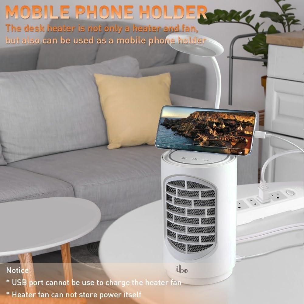 Calentador Eléctrico Cerámico Ibo 500W 4 en 1 con Luz LED