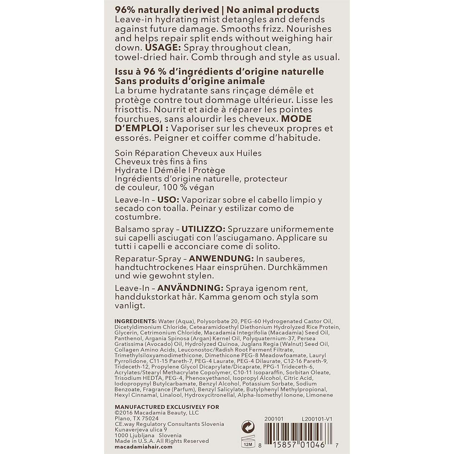 Spray Sin Enjuague Macadamia Profesional 236 ml Libre de Sulfatos