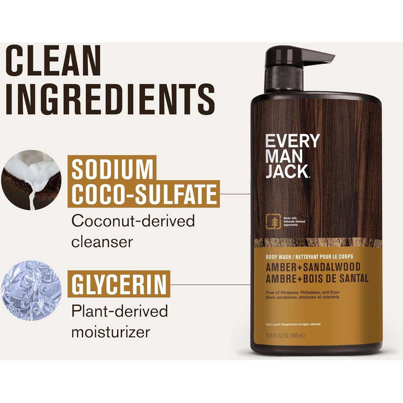 Gel de Ducha Nutritivo Every Man Jack 1000 ml Ámbar + Sándalo