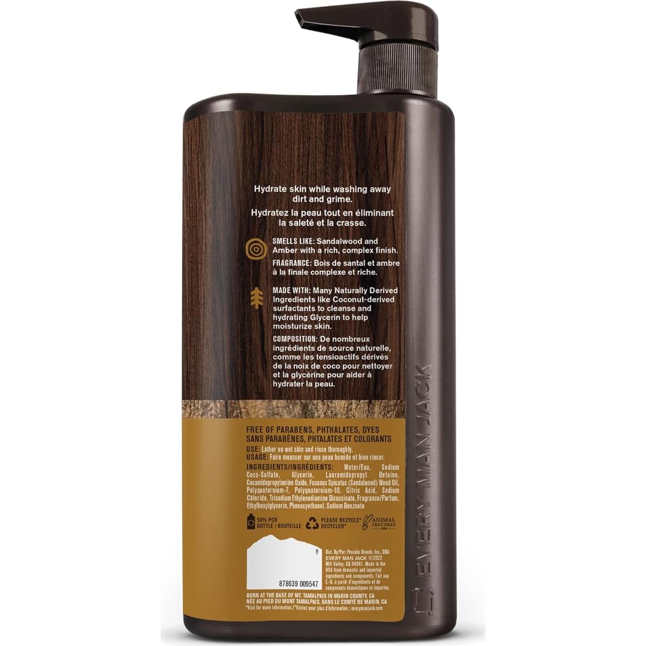 Gel de Ducha Nutritivo Every Man Jack 1000 ml Ámbar + Sándalo