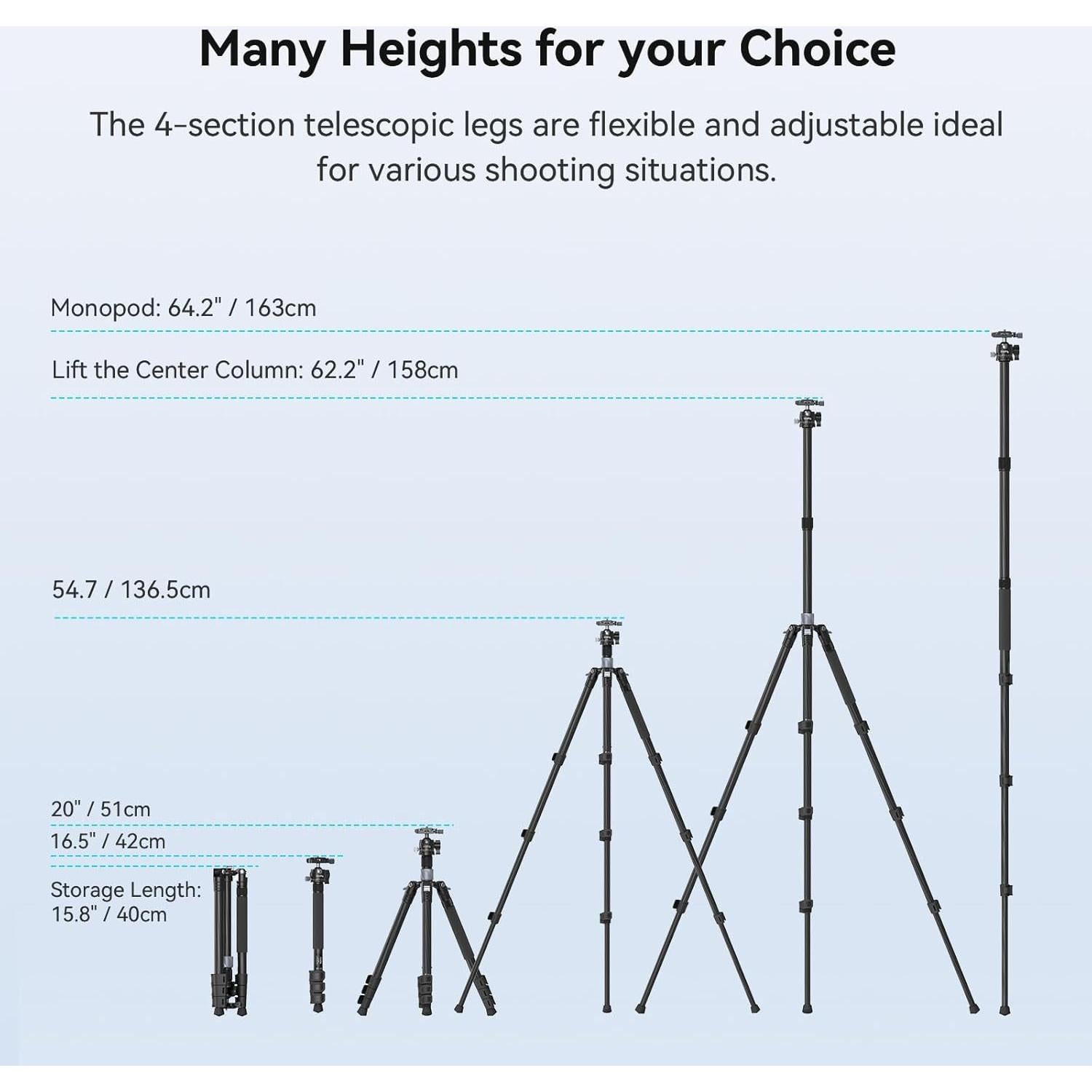 Trípode de fibra de carbono SmallRig 15787 62.2" 12 kg
