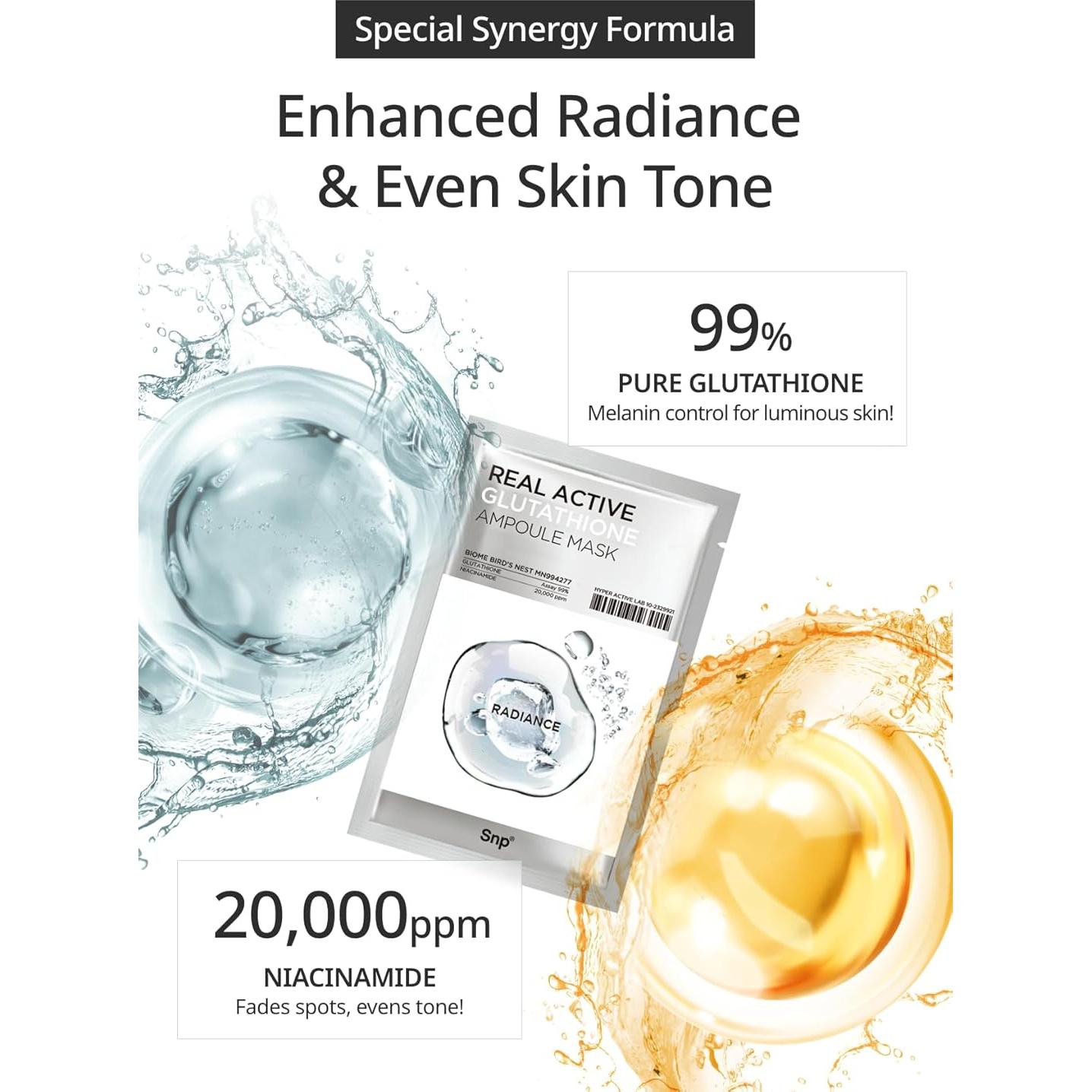 Máscara Facial Vegana SD Biotechnologies con Glutati&oacute;n y Niacinamida - 10 Hojas