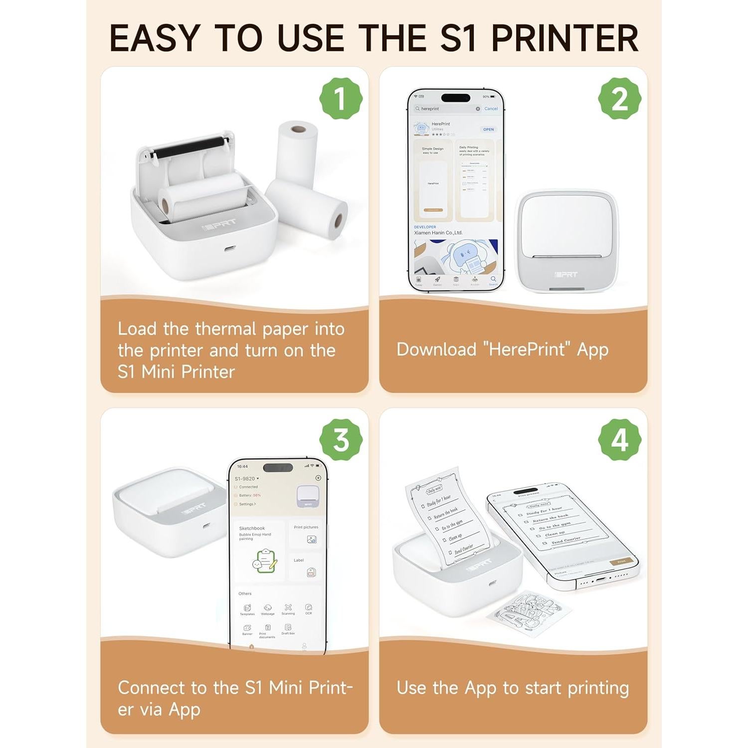 Impresora de Etiquetas Portátil Xiamen S1 Gris, 5,08 cm