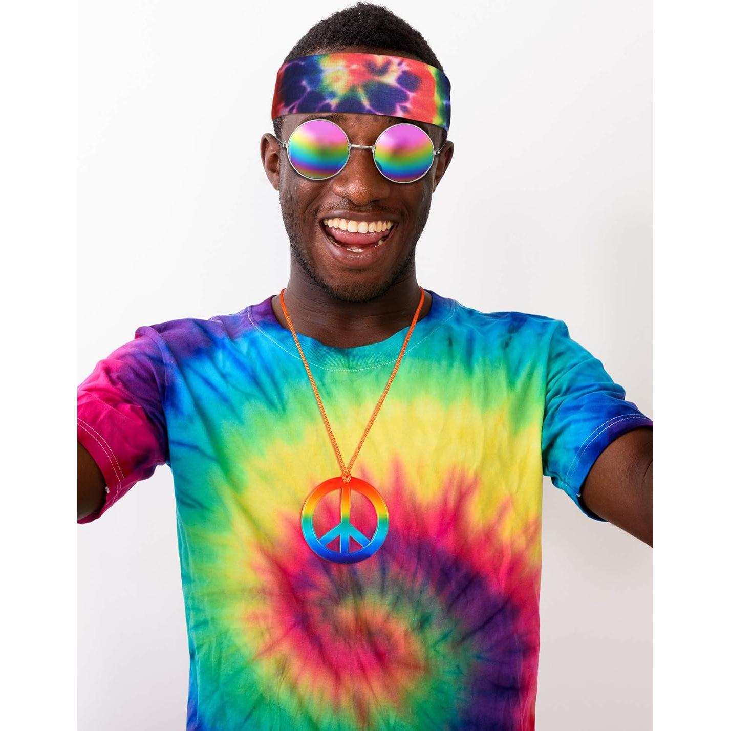 Conjunto Disfraz Hippie Frienda 6 Piezas Gafas Collar Diadema