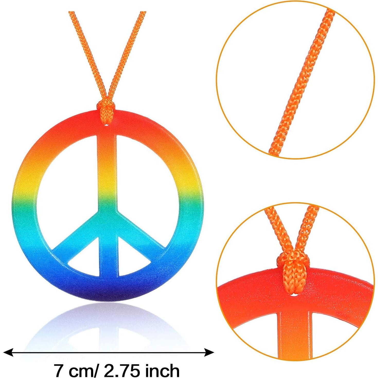 Conjunto Disfraz Hippie Frienda 6 Piezas Gafas Collar Diadema