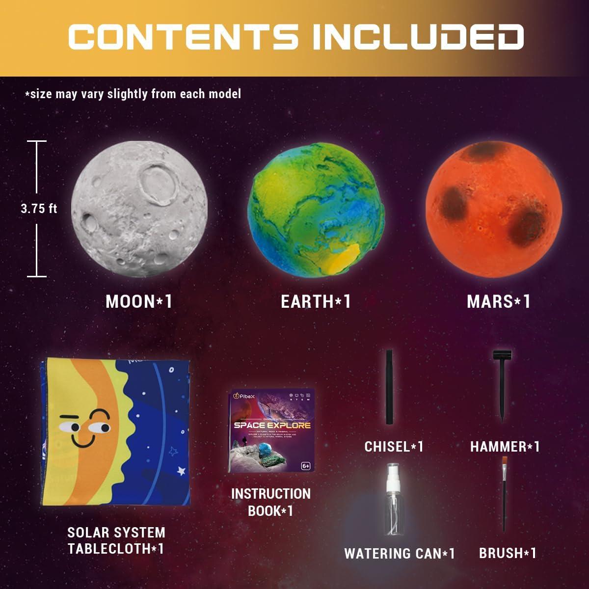 Kit de Excavación de Gemas PIBEX - 15 Rocas de Tierra, Luna y Marte