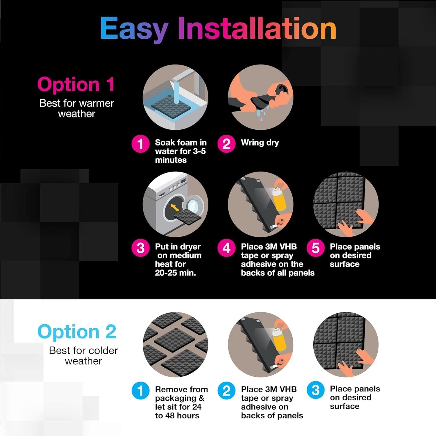 Paneles Acústicos Fstop Labs 12 Piezas 2'' Negro Aislamiento