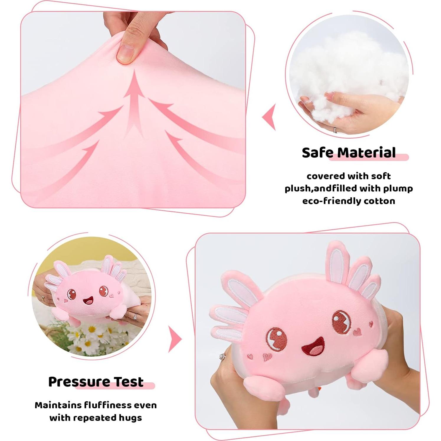 Almohada de Peluche Axolote Rosa AIXINI 20 cm Suave y Luminosa