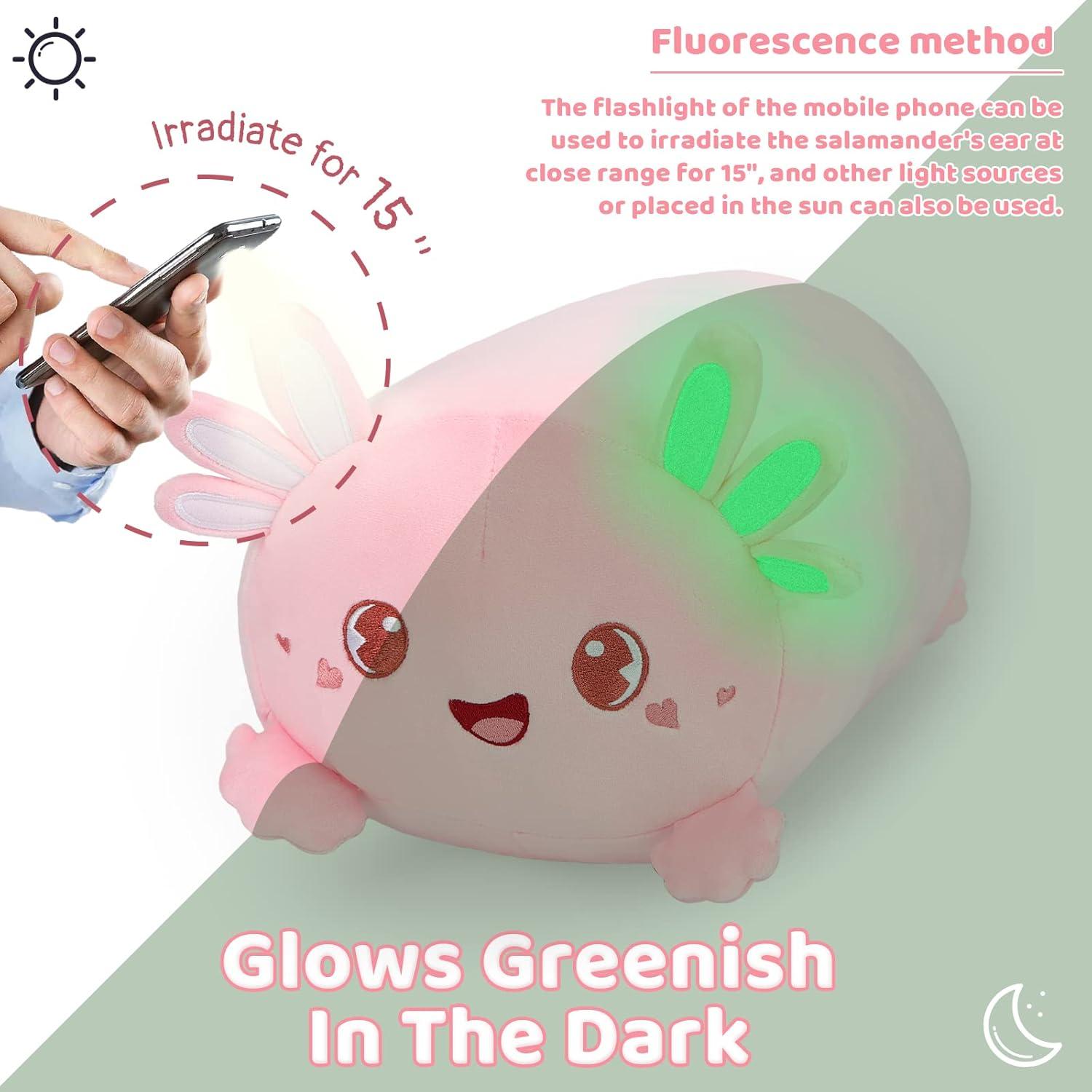 Almohada de Peluche Axolote Rosa AIXINI 20 cm Suave y Luminosa