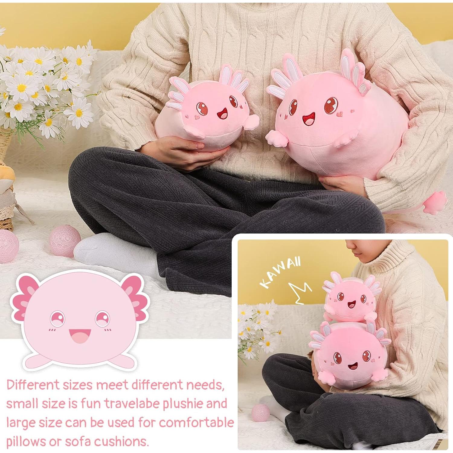 Almohada de Peluche Axolote Rosa AIXINI 20 cm Suave y Luminosa