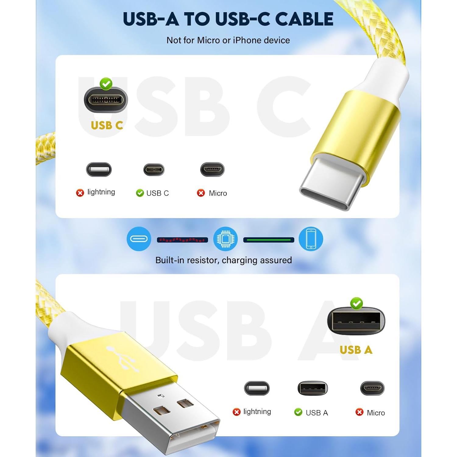 Cable USB a USB C HKYUSHINE 4 Paquete 3A Carga Rápida