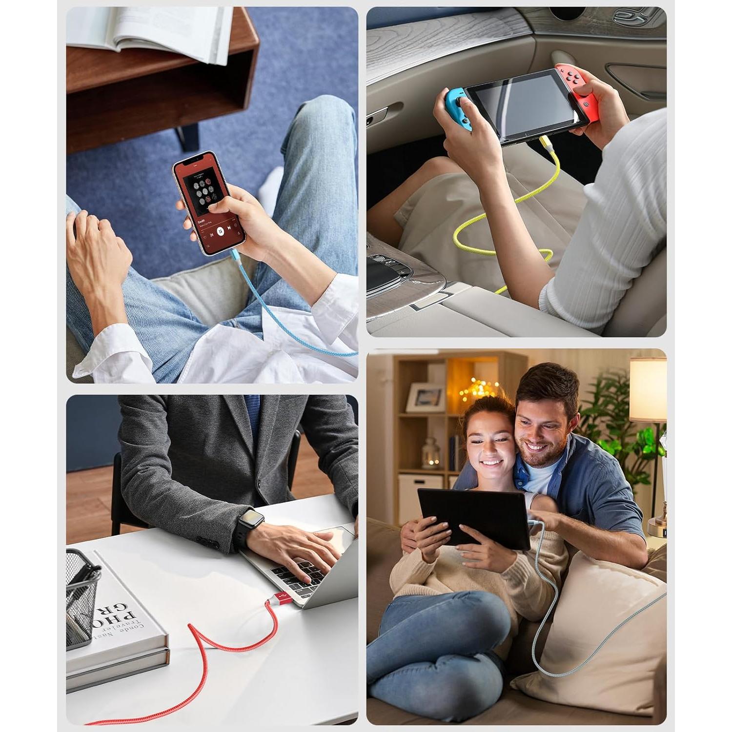 Cable USB a USB C HKYUSHINE 4 Paquete 3A Carga Rápida