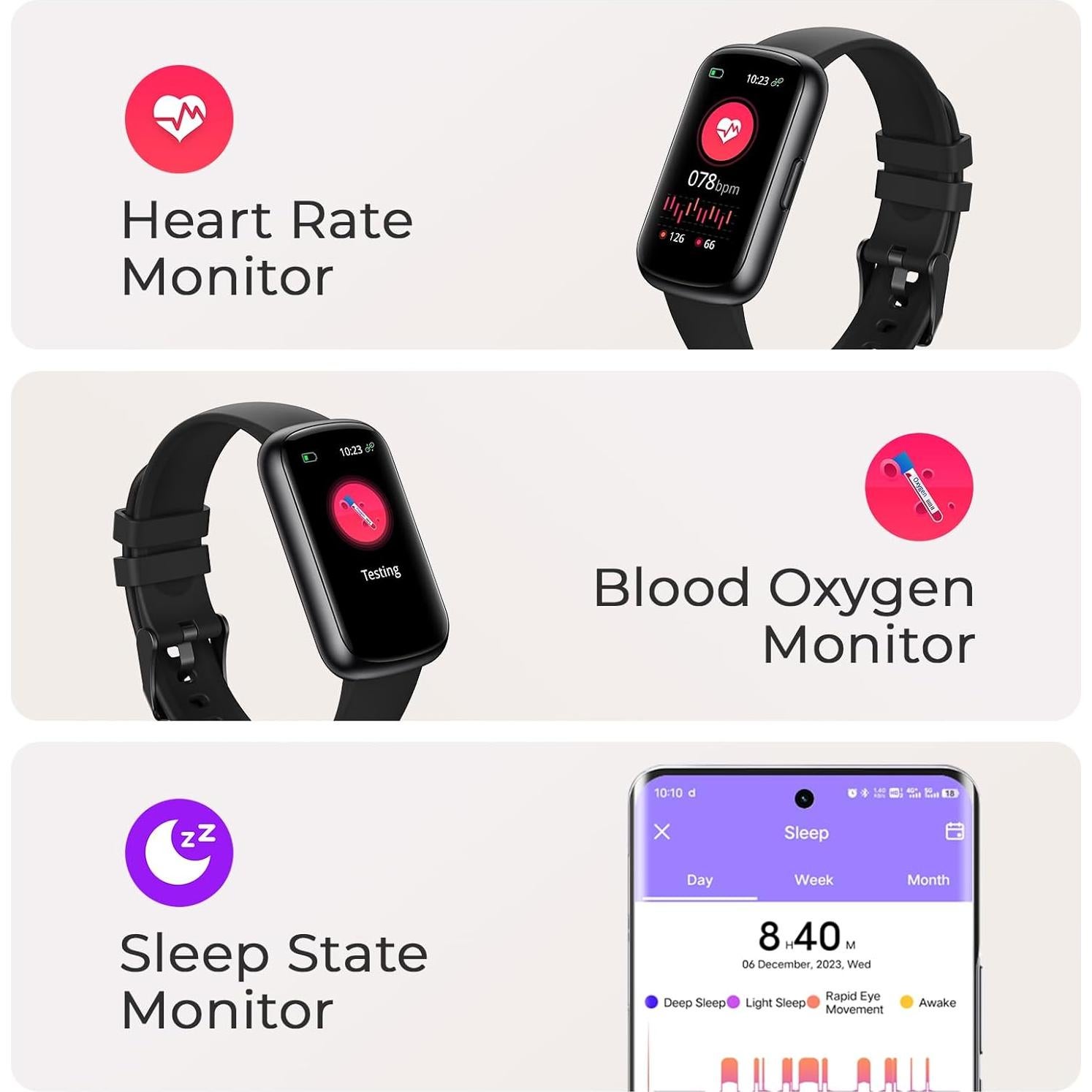 Reloj Inteligente TIFOZEN Fitness Negro 1.47" Monitor Salud