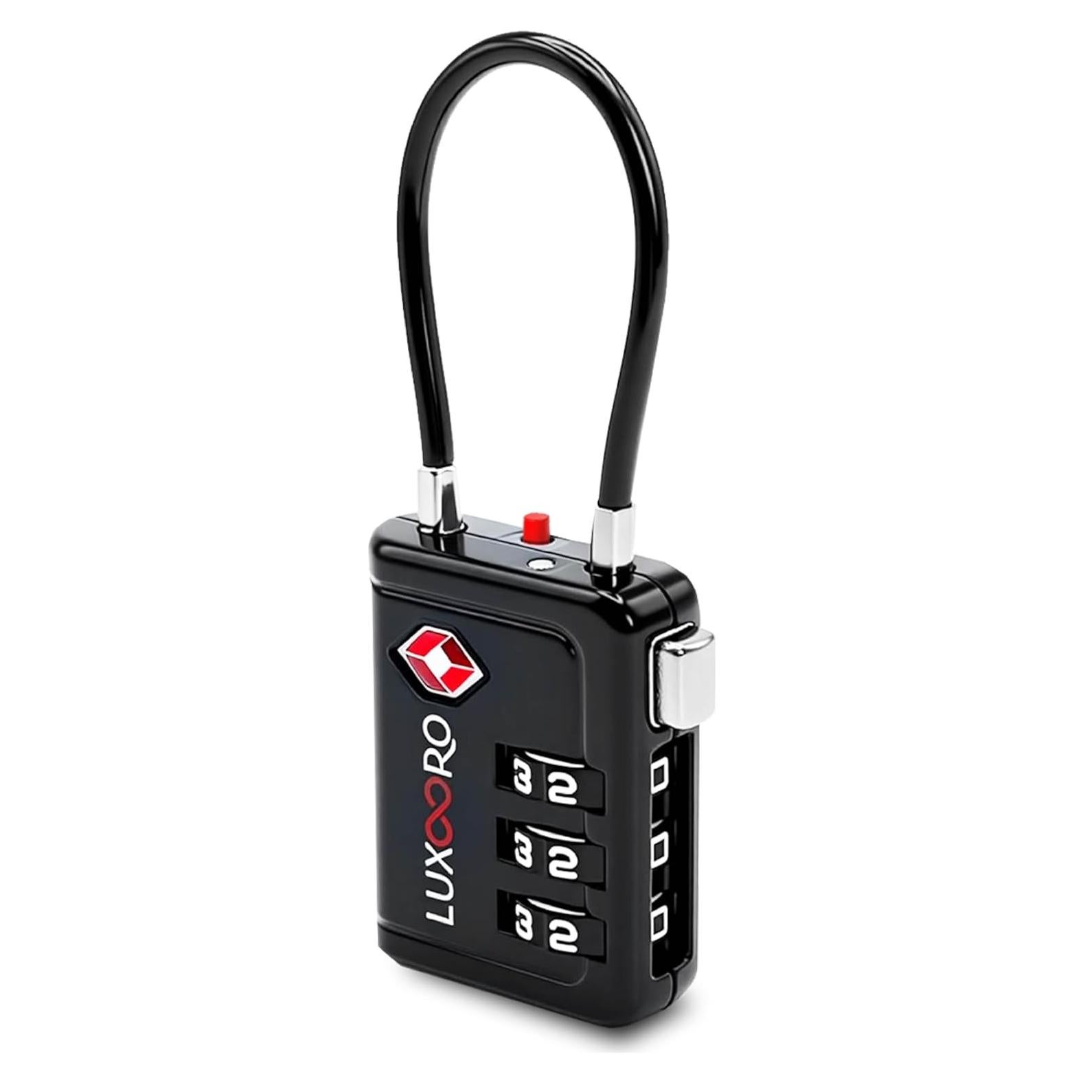 Candado de Equipaje LUXOORO TSA Combinación 3 Dígitos Negro
