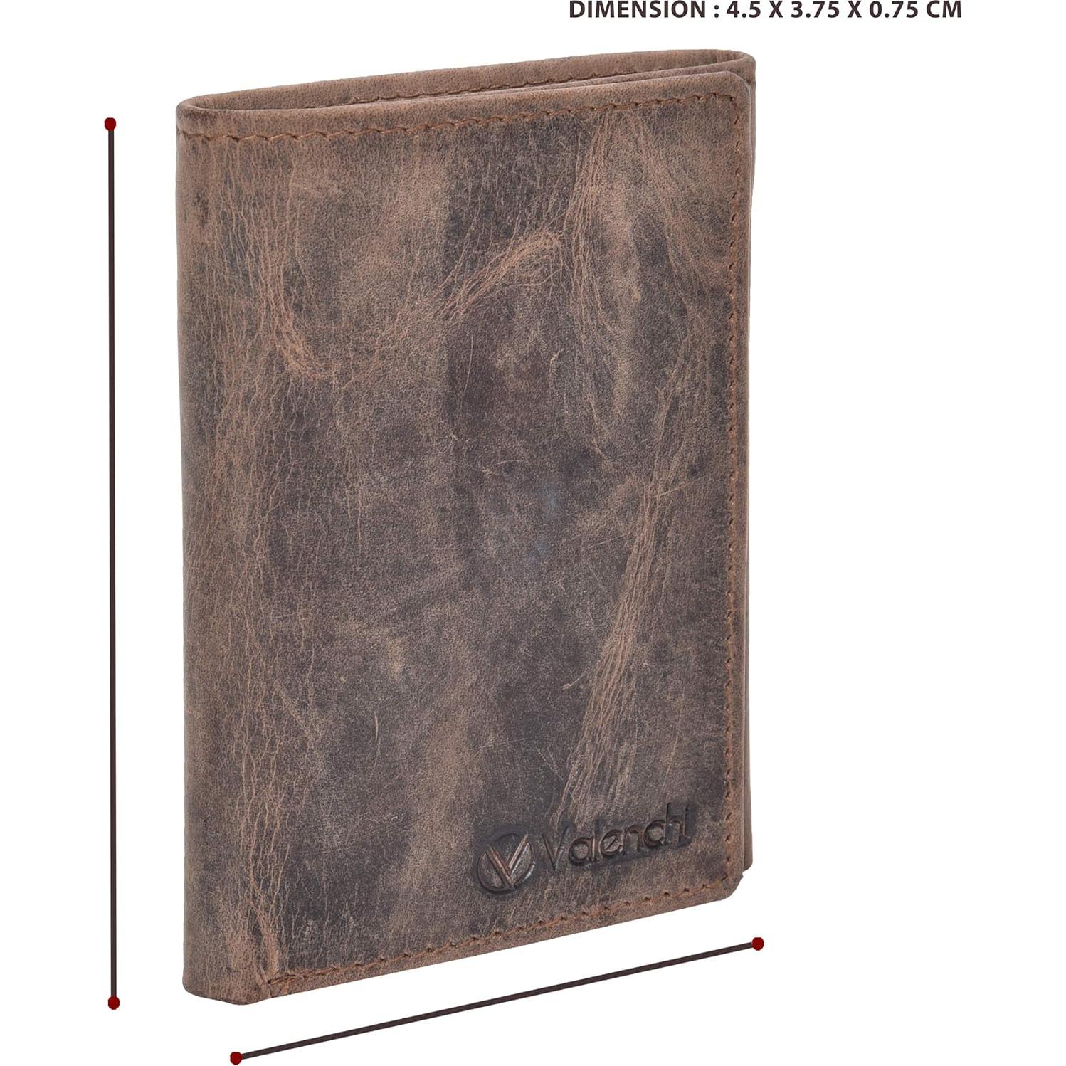 Billetera de cuero trifold VALENCHI RFID 9 ranuras marrón