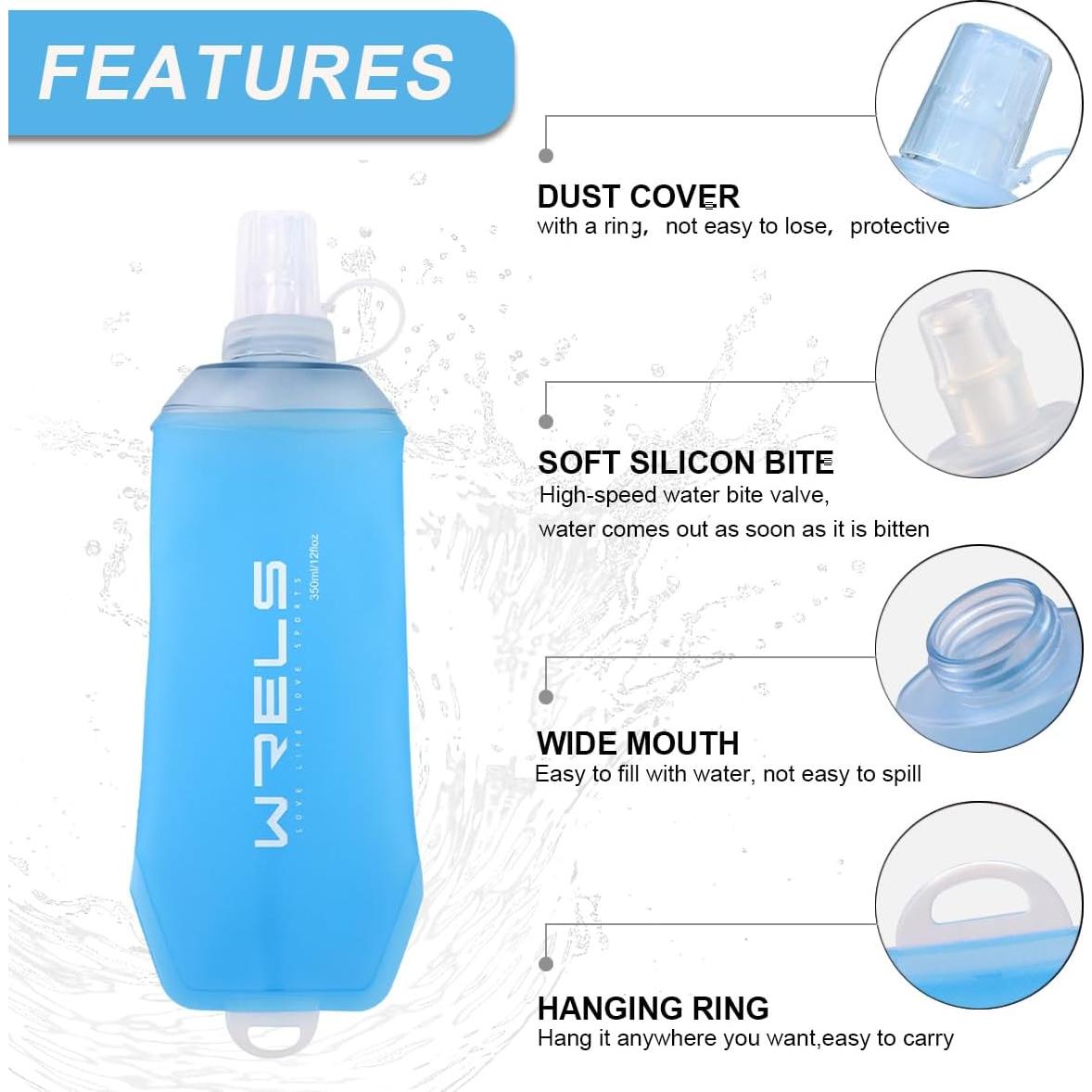 Botella de Agua Plegable WRELS 200ml 2 Paquetes TPU Libre BPA