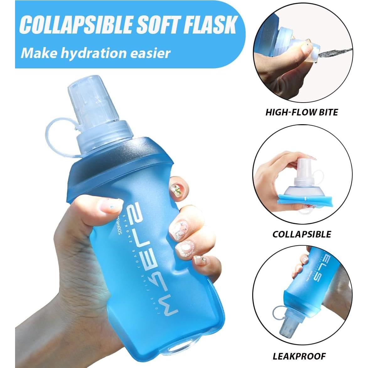 Botella de Agua Plegable WRELS 200ml 2 Paquetes TPU Libre BPA