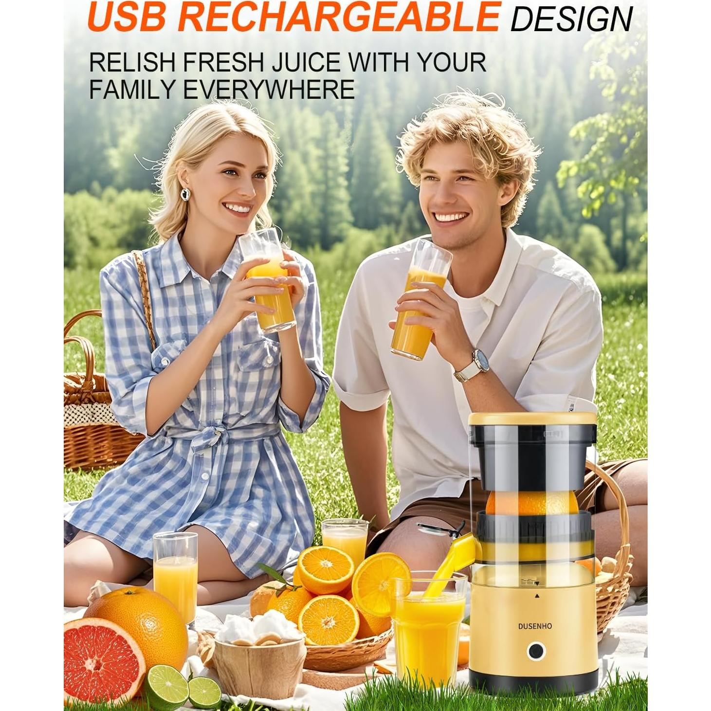 Exprimidor Eléctrico DUSENHO Recargable 1L Amarillo USB-C