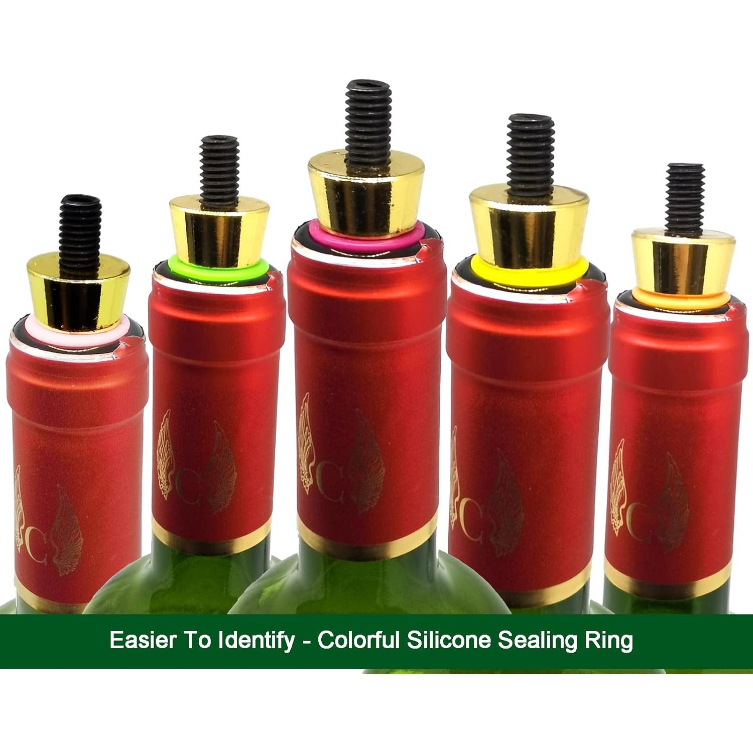 Tapones de Botella de Vino Lockban 5 Piezas Oro Reutilizables