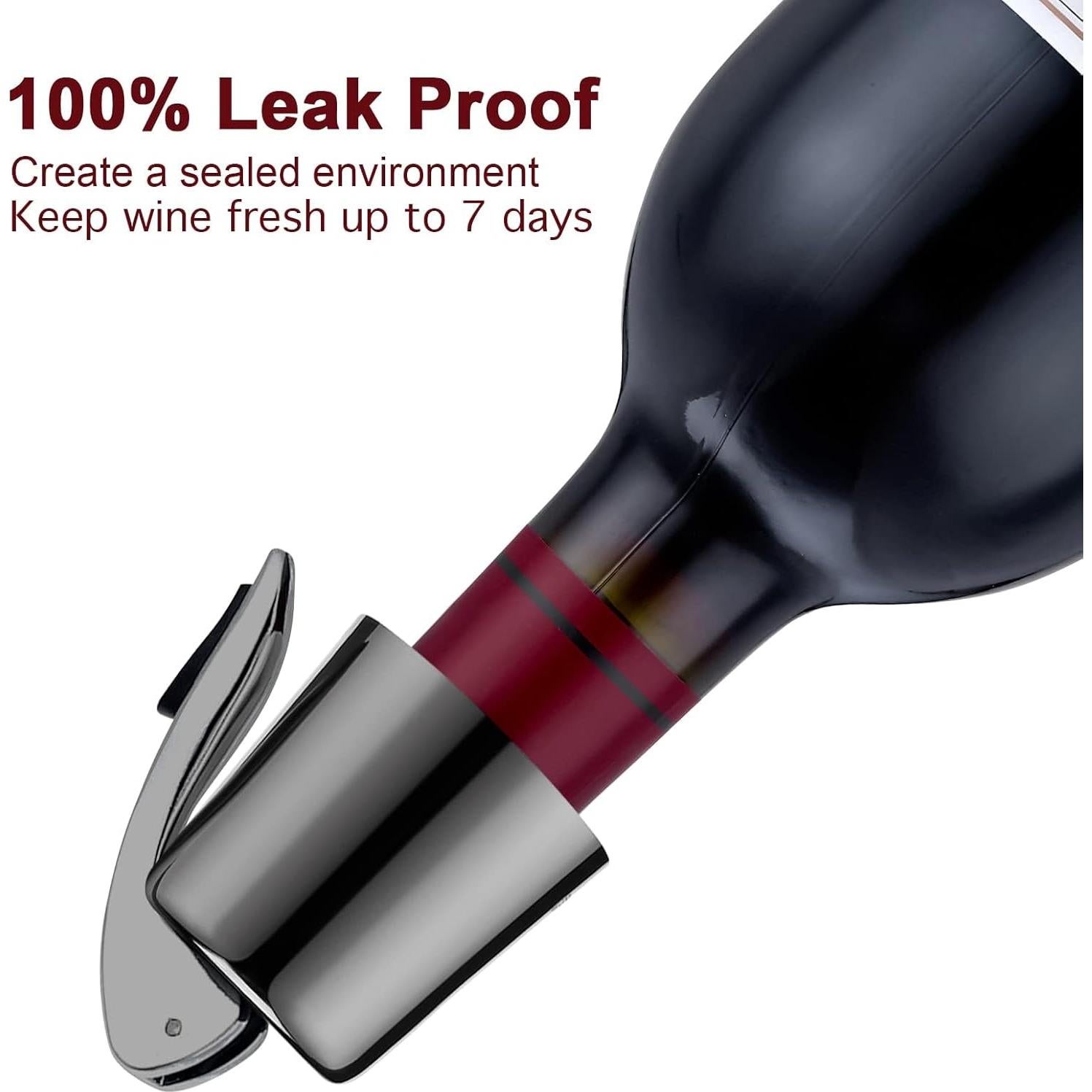 Tapones para Vino BETTFOR de Acero Inoxidable y Silicona - 1 Paquete Negro