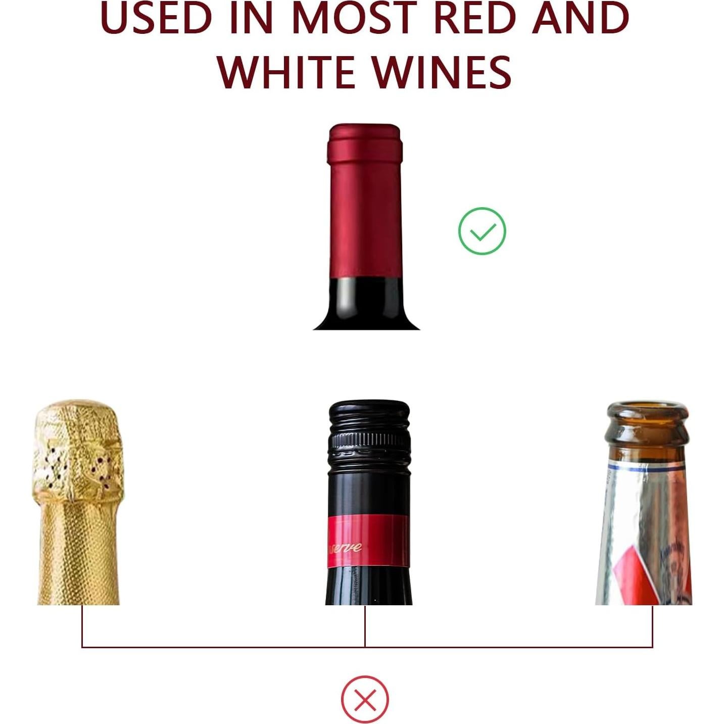 Tapones para Vino BETTFOR de Acero Inoxidable y Silicona - 1 Paquete Negro