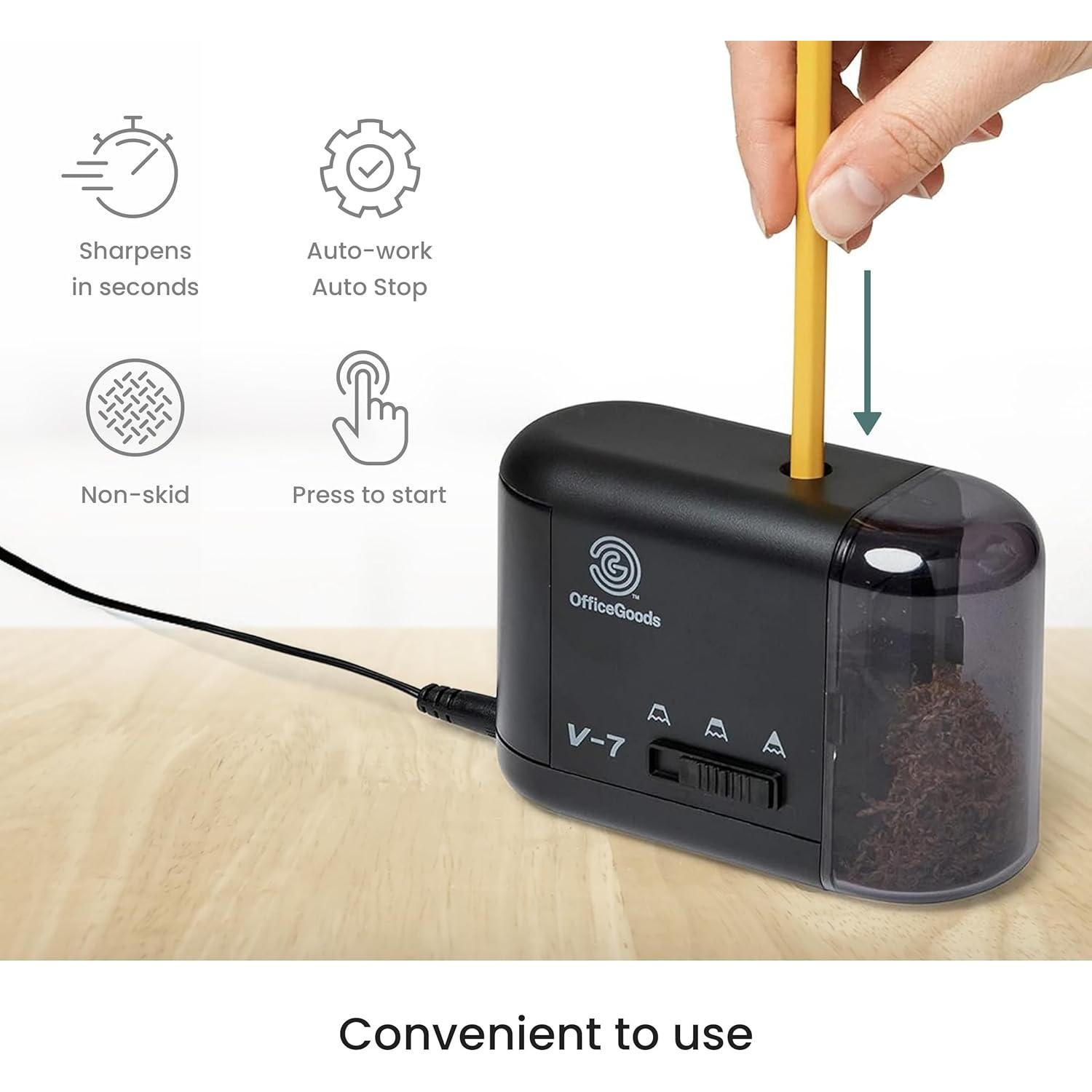 Sacapuntas Eléctrico OfficeGoods V-7 - Portátil Negro