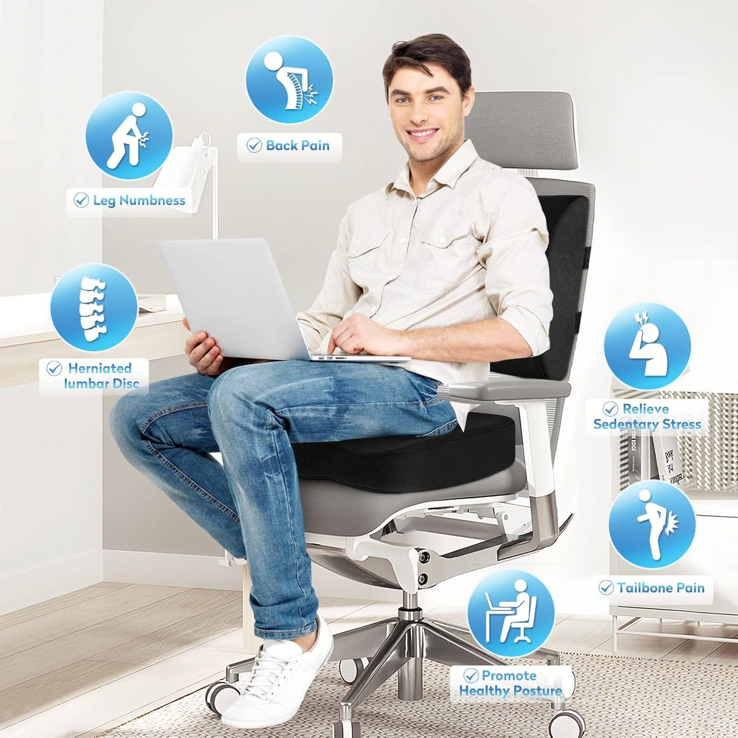 Cojín de Asiento y Almohada Lumbar CloudBliss Negro